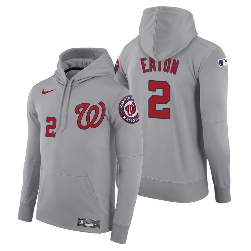 Men Washington Nationals 2 Eaton gray road hoodie 2021 MLB Nike Jerseys